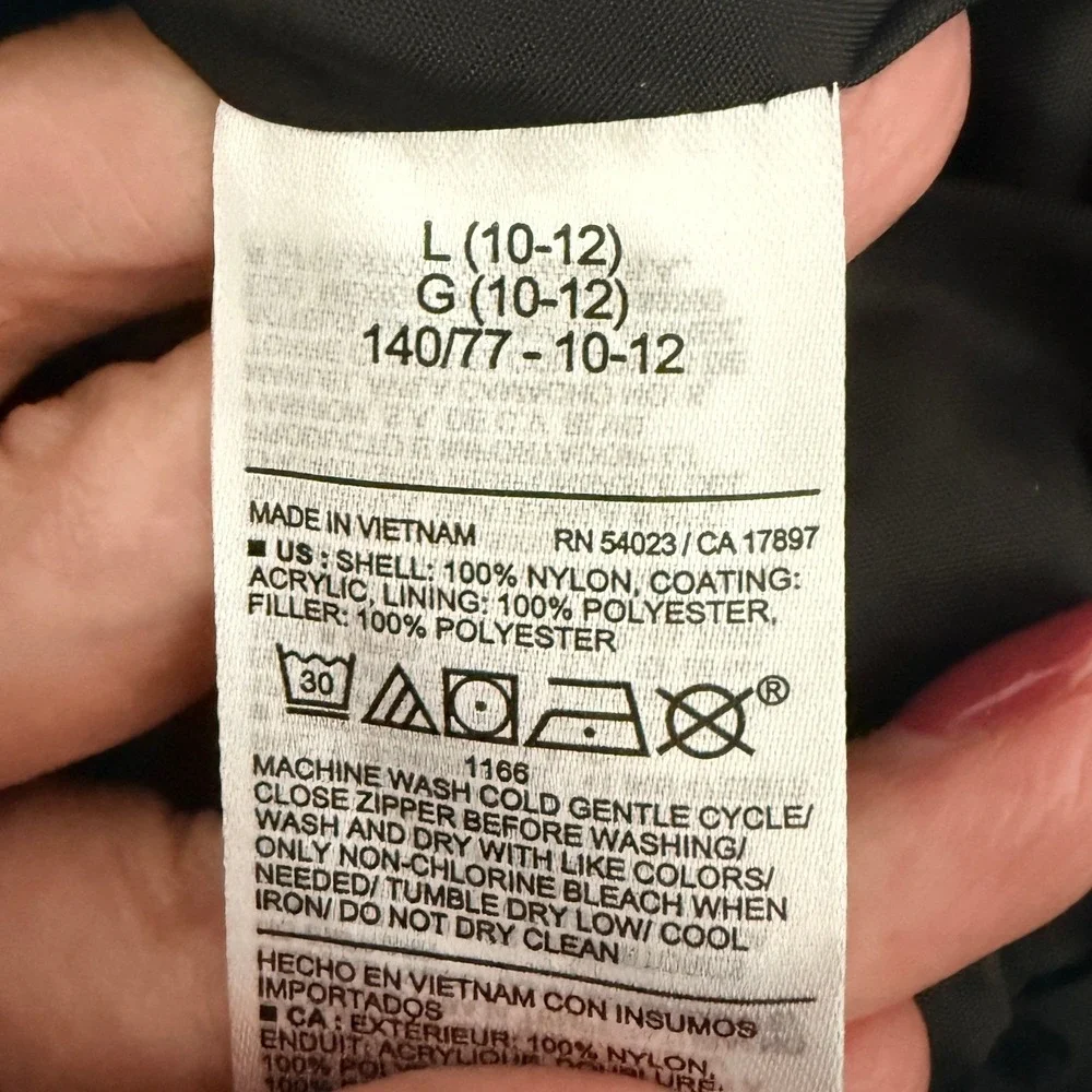 Old Navy Kids Black Puffer Vest Full Zip Quilted Sleeveless Jacket Size L 10-12